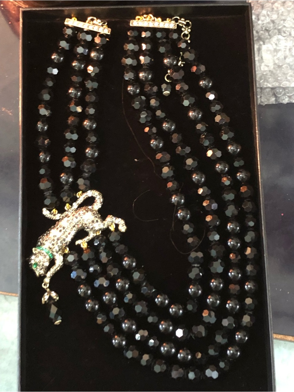 Heidi Daus MIDNIGHT LEOPARD Black Multi-Strand Swarovski Crystal  Pendant